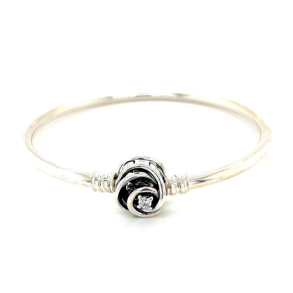 Pandora Cz Swirl Clasp Bangle